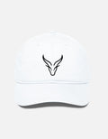 The Zoul white baseball cap with a black embroidered logo on the front, featuring a structured crown and curved brim.